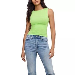 GOOD AMERICAN Sleeveless Boat Neck Stretchy Top